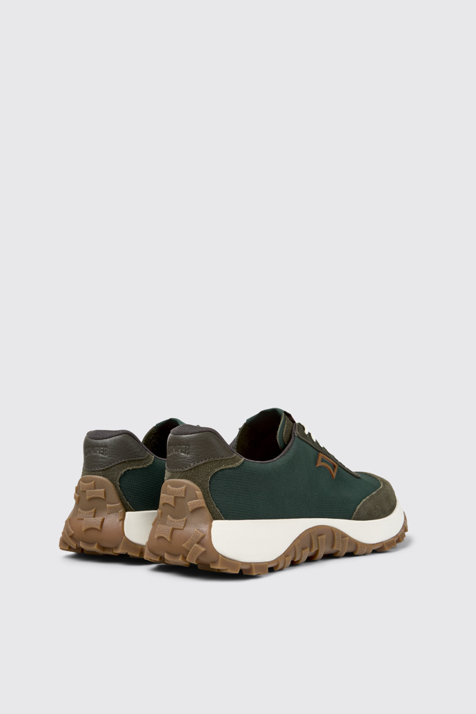 Back view of Drift Trail Green Textile and Nubuck Sneakers for Men.
