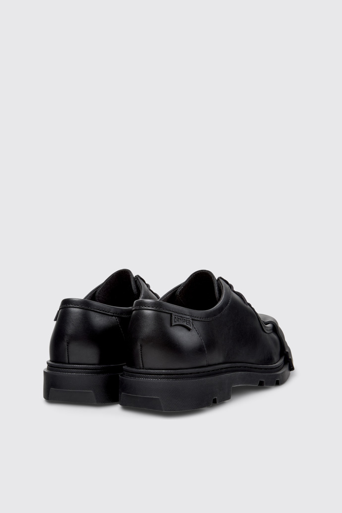 Back view of Junction Black Leather Shoes for Men.