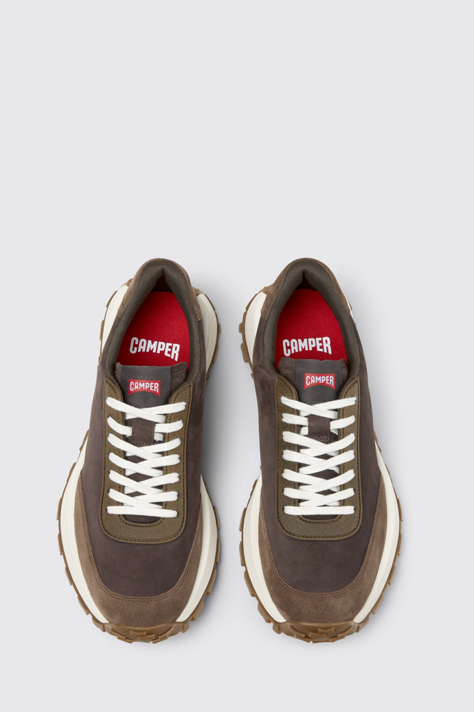 Overhead view of Drift Trail Brown Nubuck Sneakers for Men.