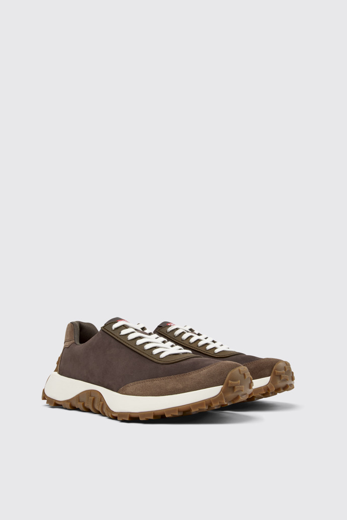 Front view of Drift Trail Brown Nubuck Sneakers for Men.
