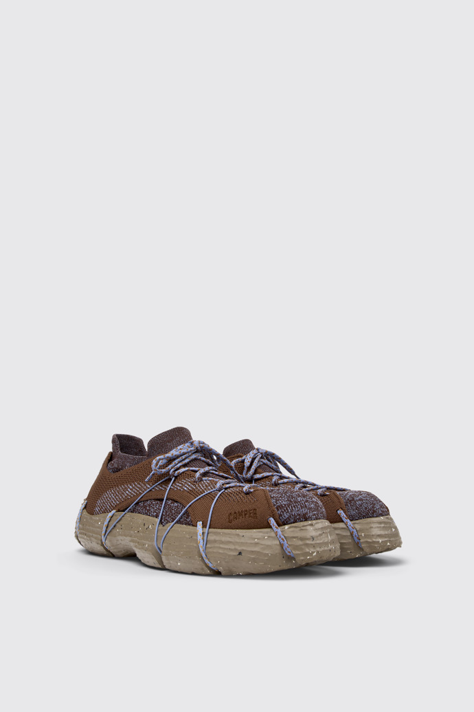 Front view of ROKU Brown/Blue Sneaker for Men