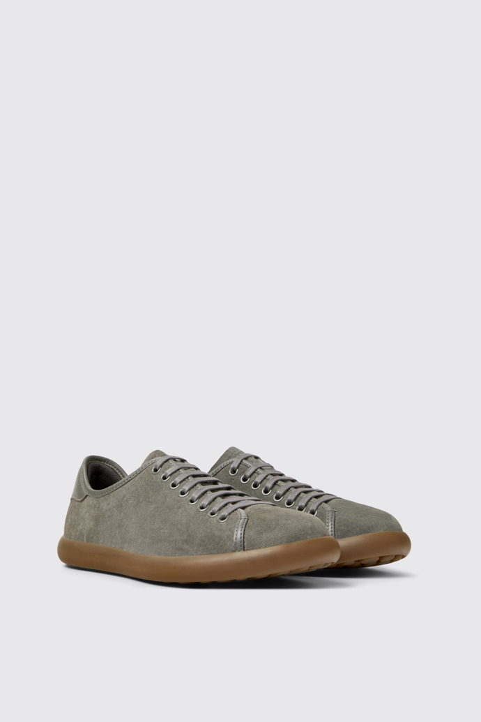 Front view of Pelotas Soller Gray Nubuck and Leather Sneakers for Men.
