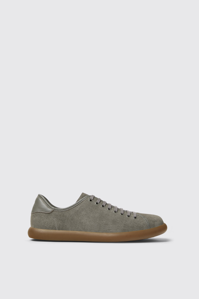 Side view of Pelotas Soller Gray Nubuck and Leather Sneakers for Men.