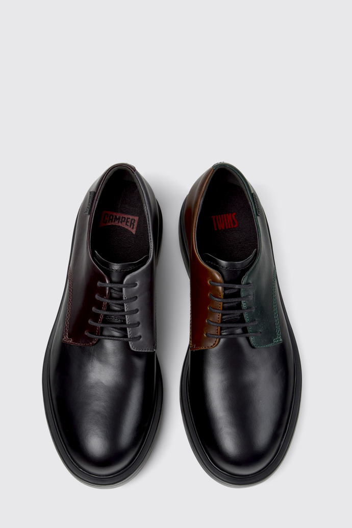 Overhead view of Twins Multicolor Leather Shoes for Men.