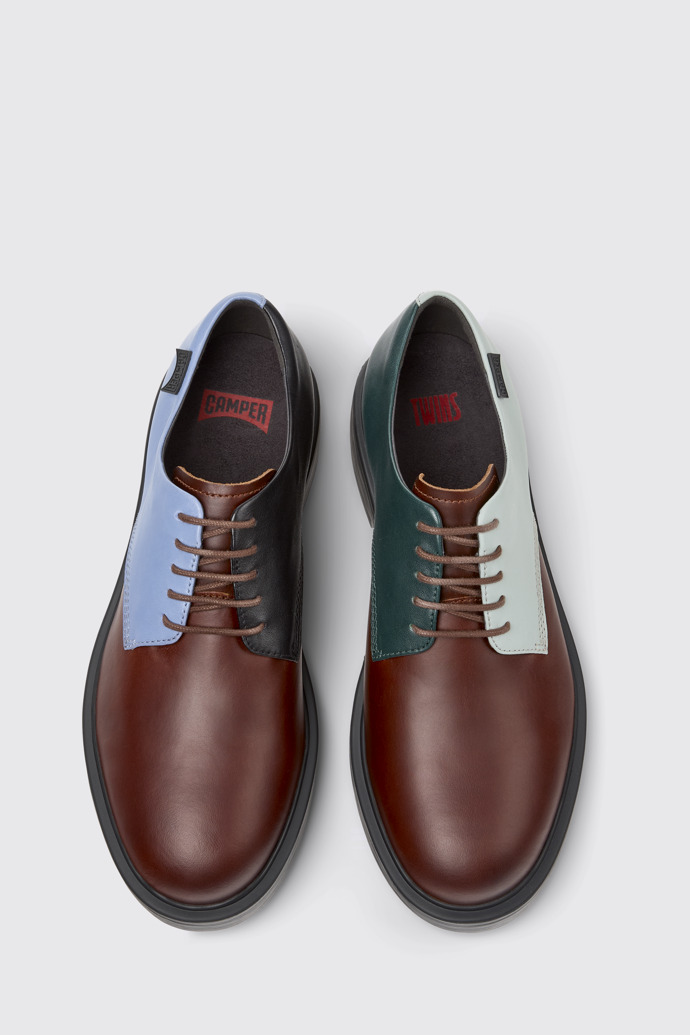 Overhead view of Twins Multicolor Leather Shoes for Men.