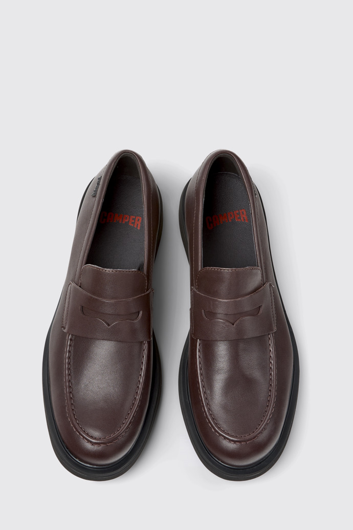 Overhead view of Norman Brown Leather Shoes for Men.