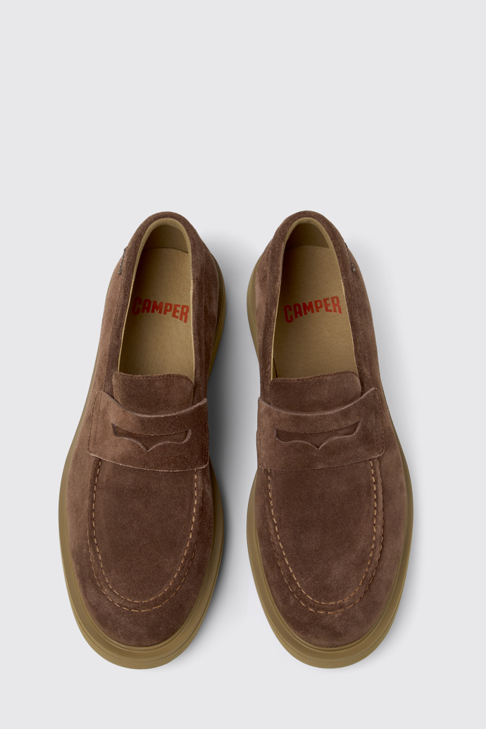 Norman Chaussures en cuir velours marron pour homme.