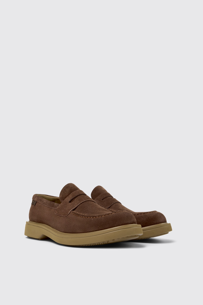 Norman Chaussures en cuir velours marron pour homme.