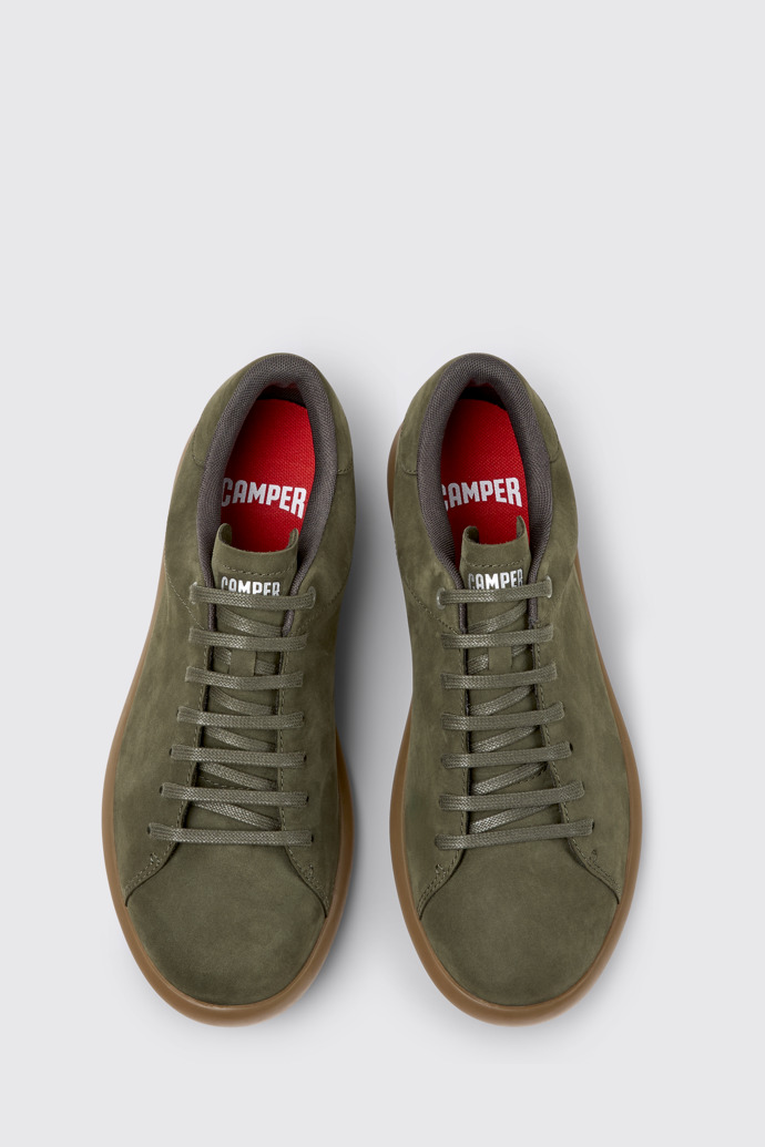 Overhead view of Pelotas Soller Green Nubuck Sneakers for Men.