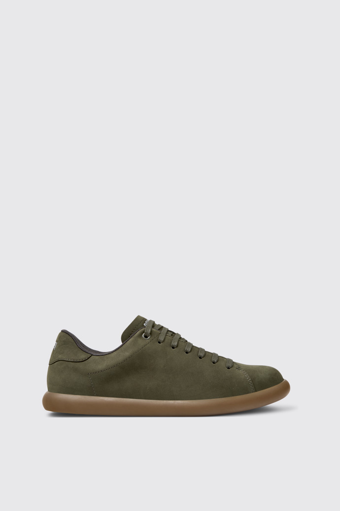 Side view of Pelotas Soller Green Nubuck Sneakers for Men.