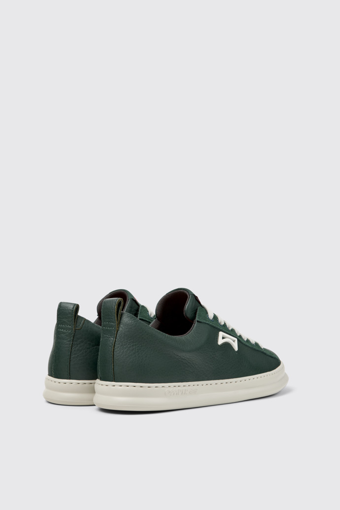 Back view of Runner Green Leather and Nubuck Sneakers for Men.
