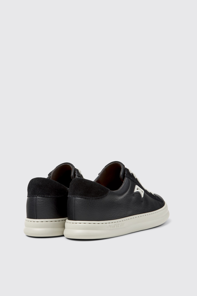 Back view of Runner Black Leather and Nubuck Sneakers for Men.