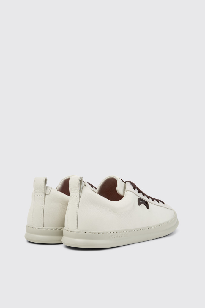 Back view of Runner White Leather and Nubuck Sneakers for Men.