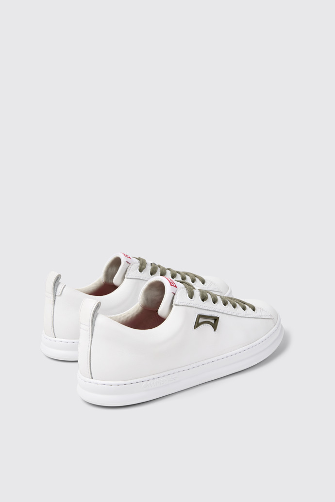 Back view of Runner Four White Leather Sneakers for Men.