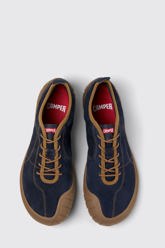 Overhead view of Peu Path Blue Nubuck Sneakers for Men.