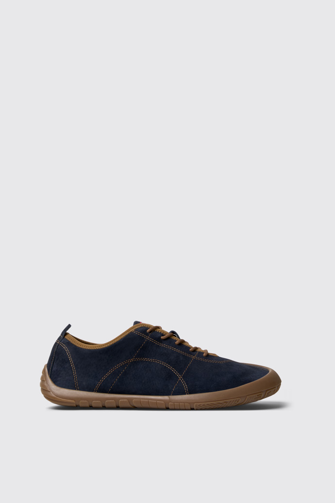Side view of Peu Path Blue Nubuck Sneakers for Men.