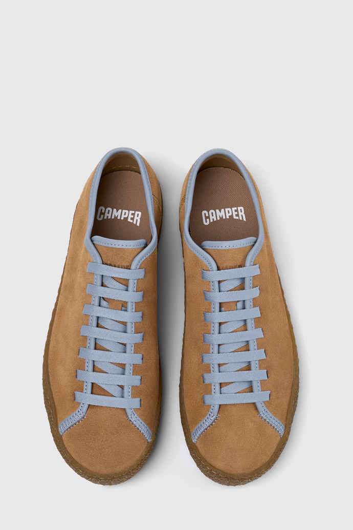 Overhead view of Peu Terreno Brown and Blue Suede and Leather Shoes for Men.