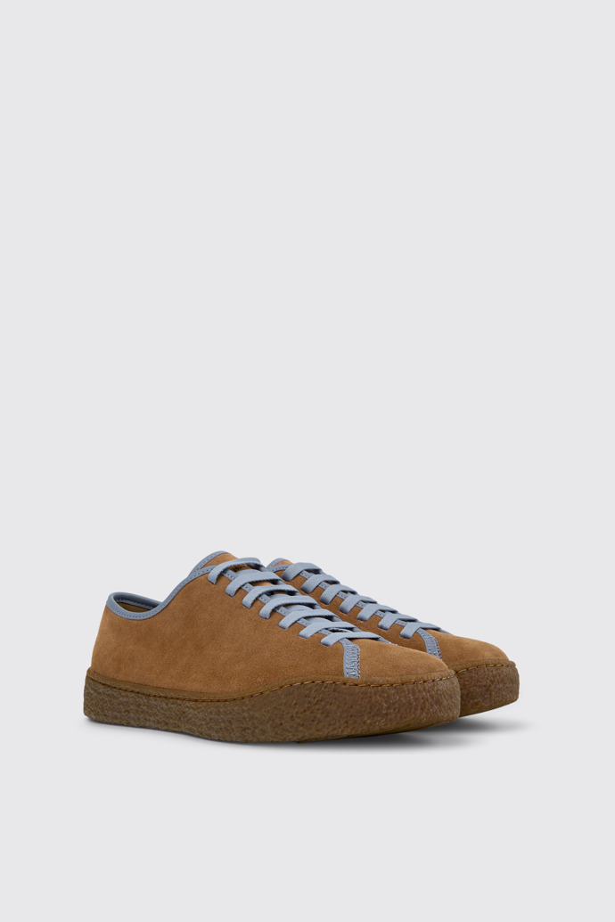 Front view of Peu Terreno Brown and Blue Suede and Leather Shoes for Men.