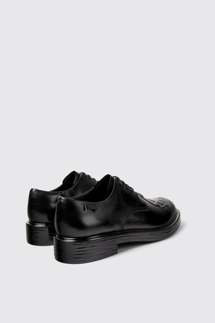 Back view of Twins Black Leather Shoes for Men.