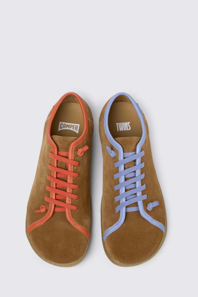 Overhead view of Twins Multicolor Suede and Leather Shoes for Men.