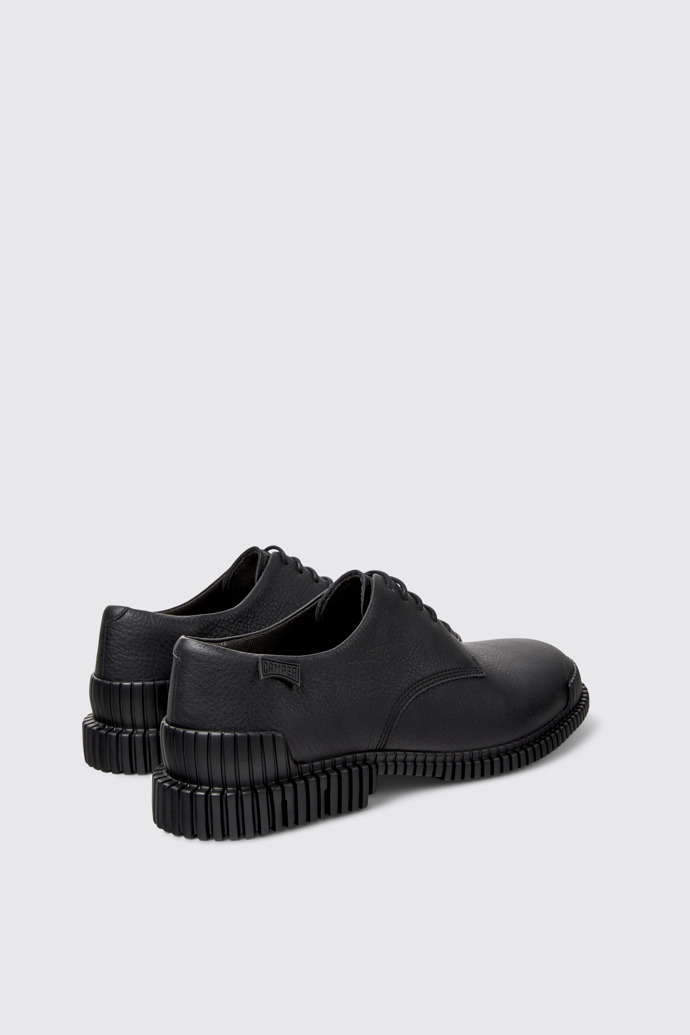 Back view of Pix Black Leather Shoes for Men.