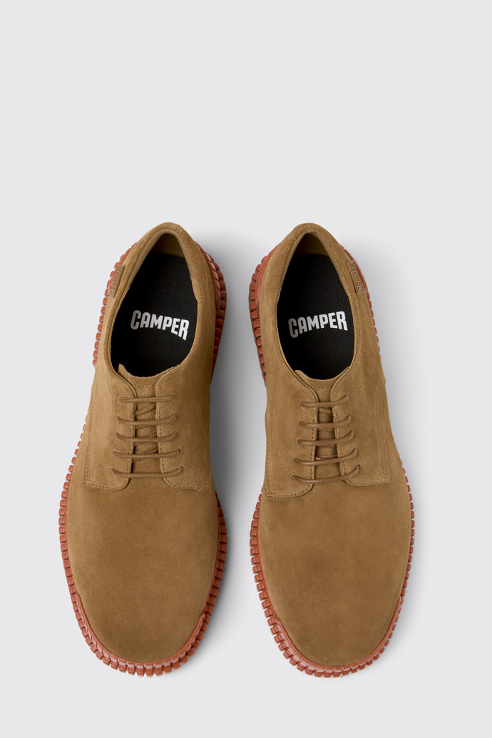 Overhead view of Pix Brown Suede Shoes for Men.