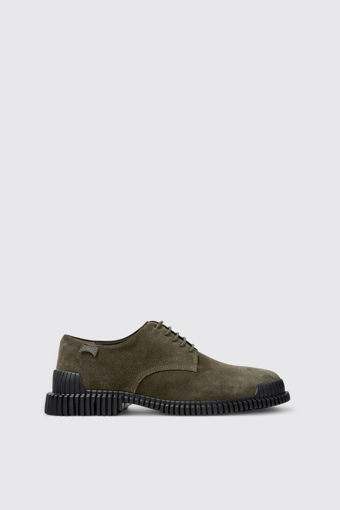 Side view of Pix Green Suede Shoes for Men.