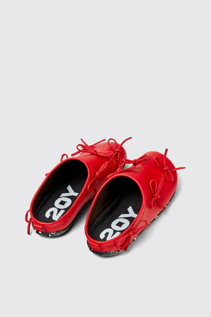 Back view of Wabi x Casa Camper Red leather slipper for men