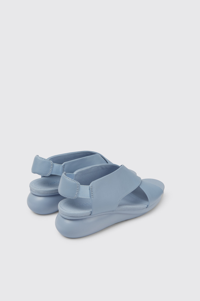 Back view of Balloon Light blue leather sandals for women