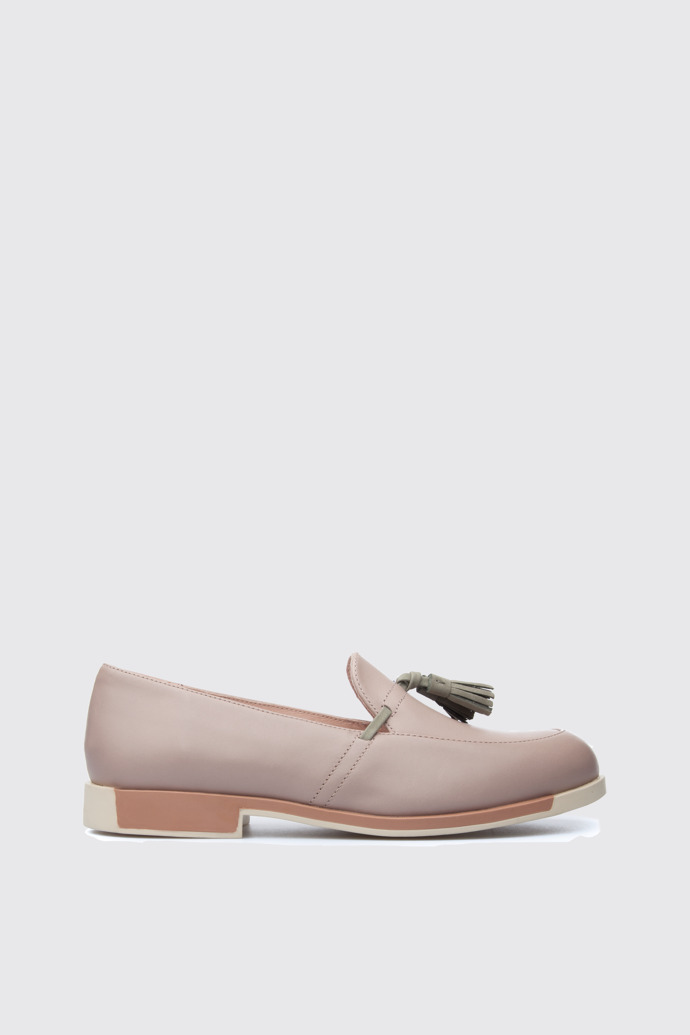 Side view of Bowie Beige Flat Shoes for Women