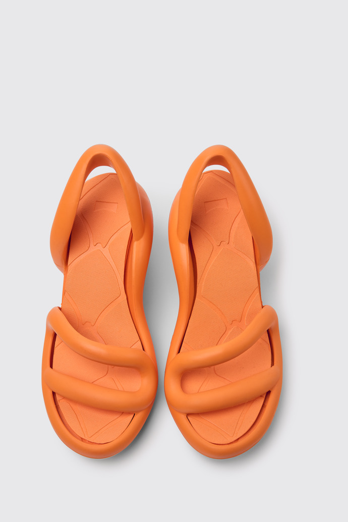 Overhead view of Kobarah Orange unisex sandals
