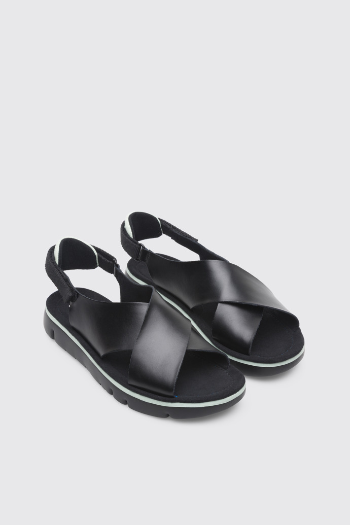 Front view of Oruga Black Sandals for Women