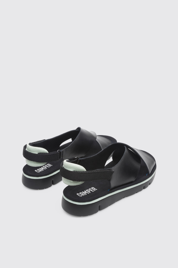 Back view of Oruga Black Sandals for Women