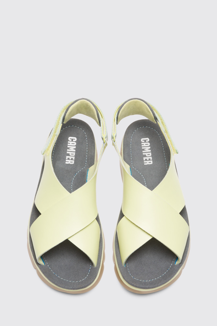 Overhead view of Oruga Yellow Sandals for Women