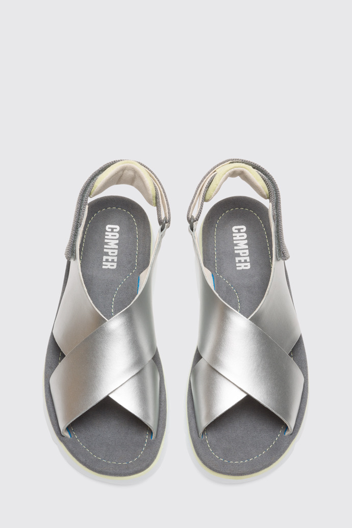 Overhead view of Oruga Grey Sandals for Women