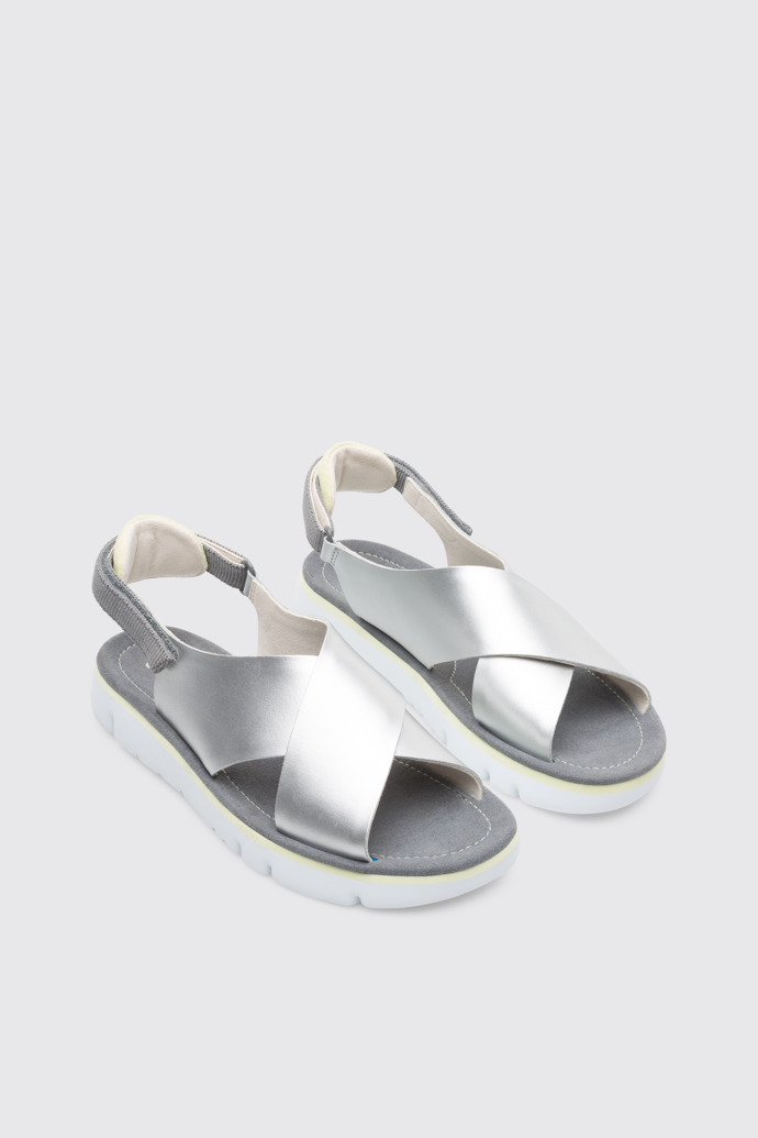 Front view of Oruga Grey Sandals for Women