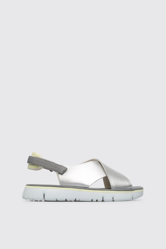Side view of Oruga Grey Sandals for Women