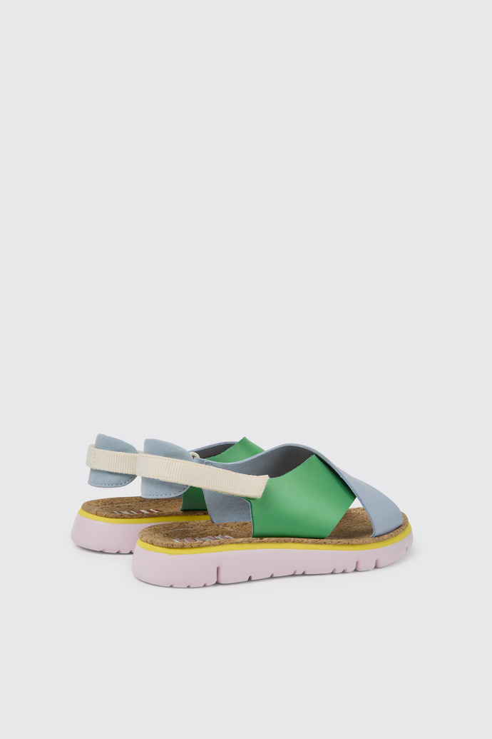 Back view of Twins Green and blue sandals for women