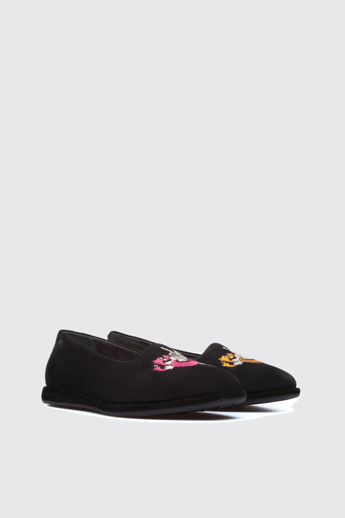 Front view of Twins Black Flat Shoes for Women