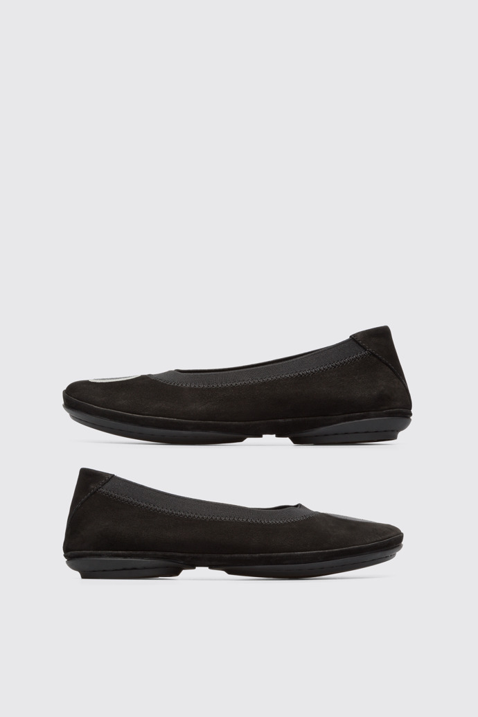 Side view of Twins Black TWINS ballerina shoe for women
