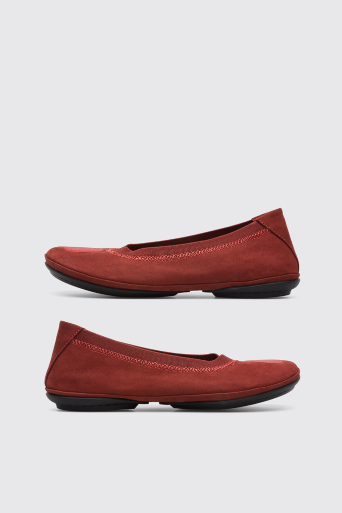 Side view of Twins Red-brown TWINS ballerina shoe for women