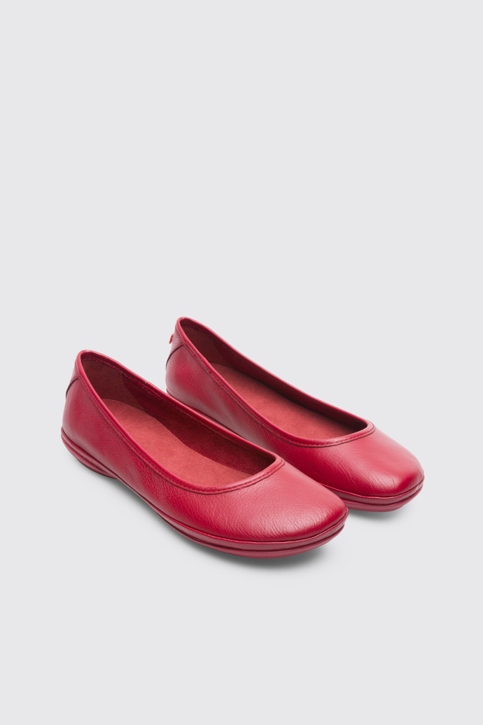 Front view of Right Red Ballerinas for Women