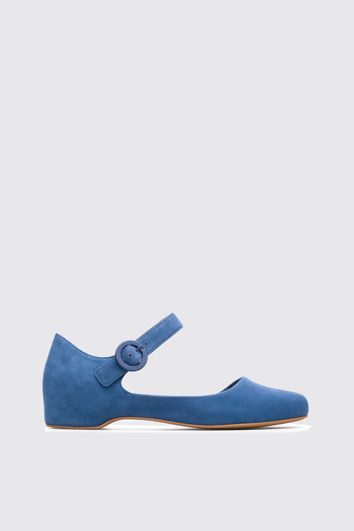 Side view of Serena Blue Flat Shoes for Women