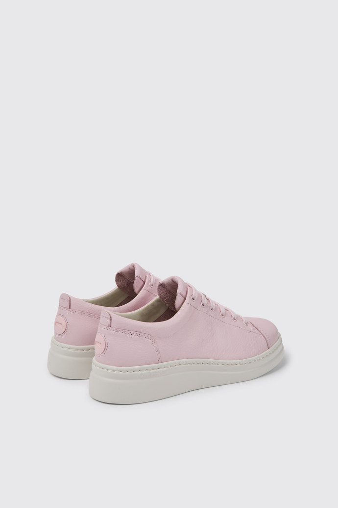 Back view of Runner Up Pink leather sneakers for women