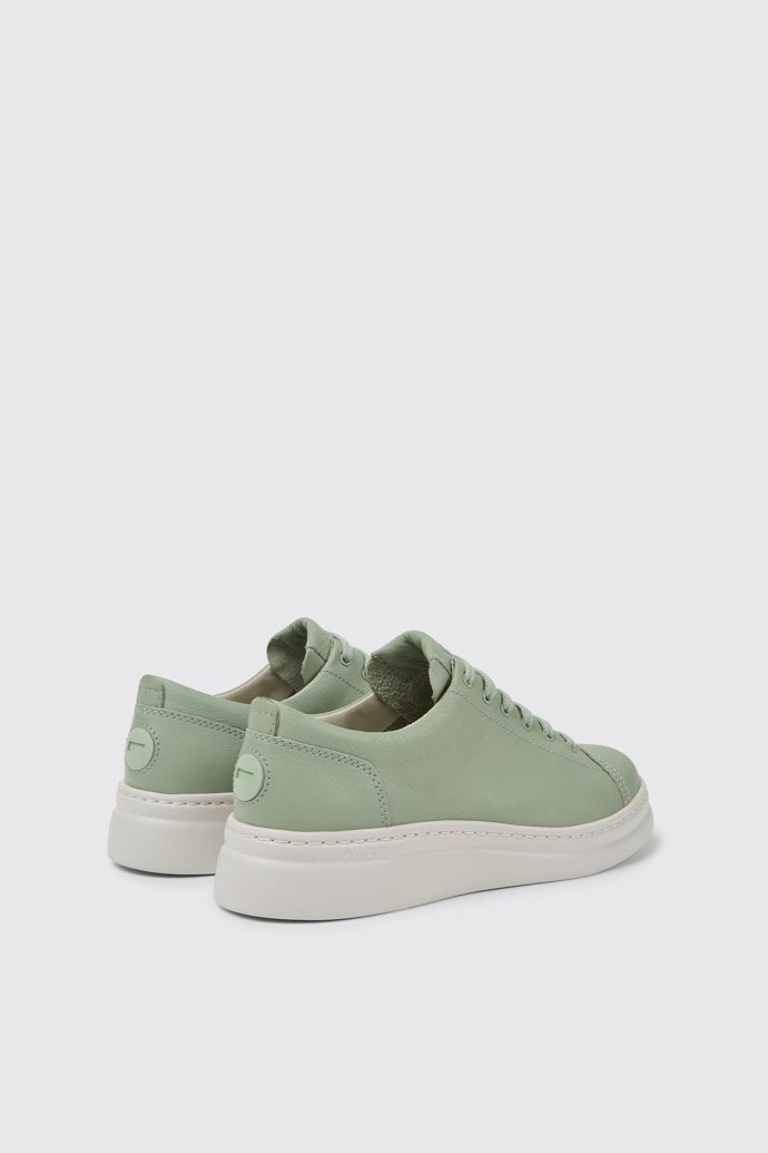 Back view of Runner Up Green leather sneakers for women