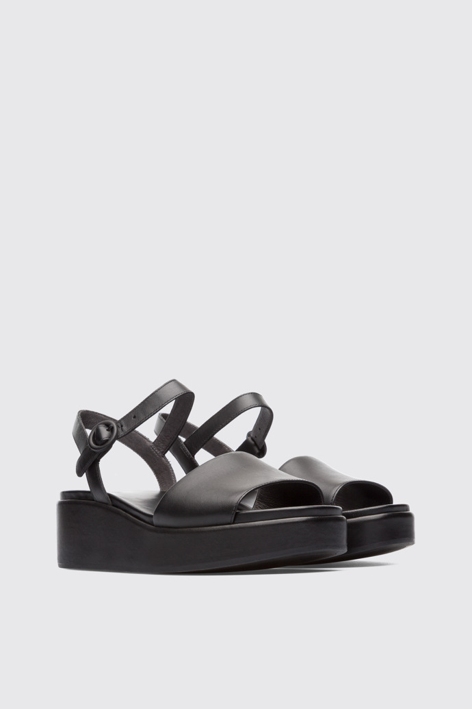 Front view of Misia Black Sandals for Women