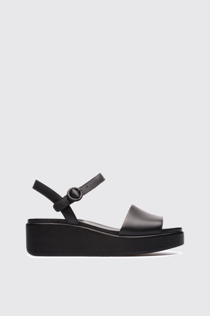 Side view of Misia Black Sandals for Women