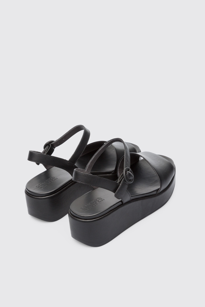 Back view of Misia Black Sandals for Women
