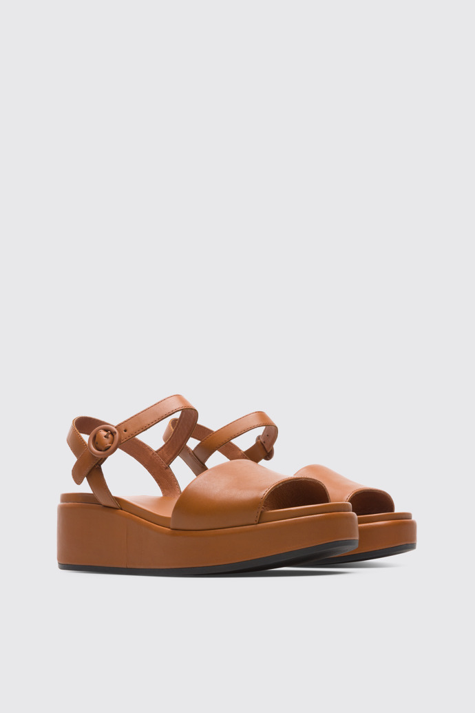 Front view of Misia Brown Sandals for Women