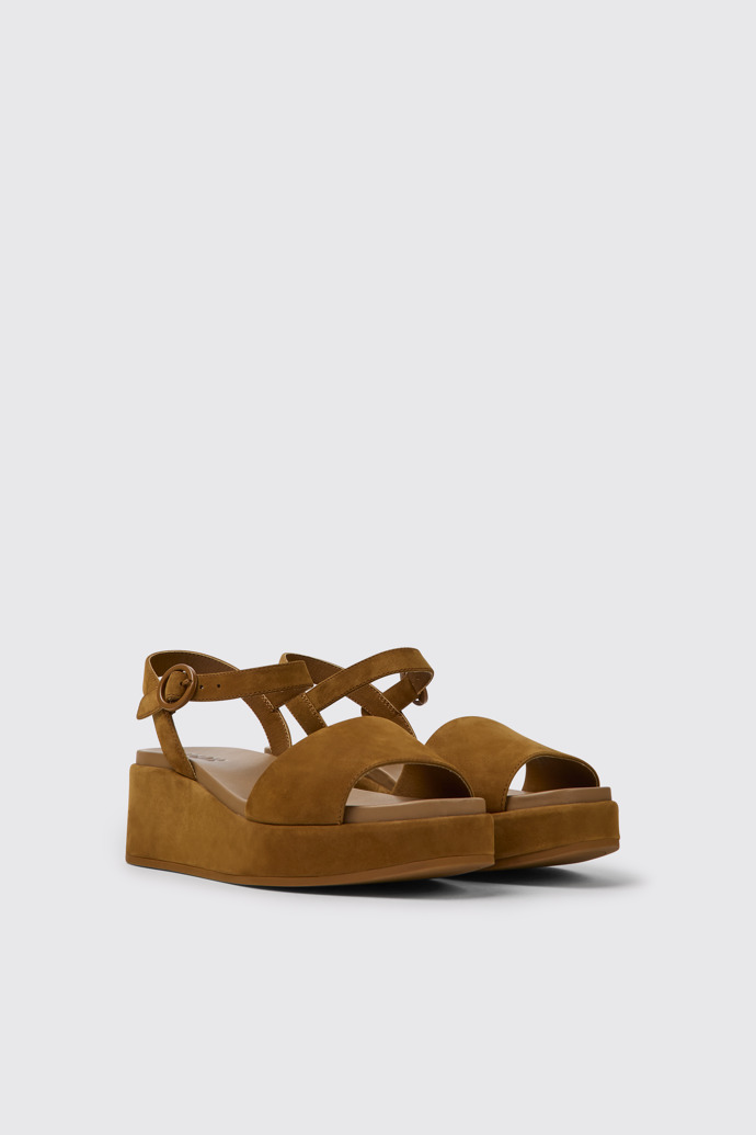 Front view of Misia Brown nubuck sandals for women